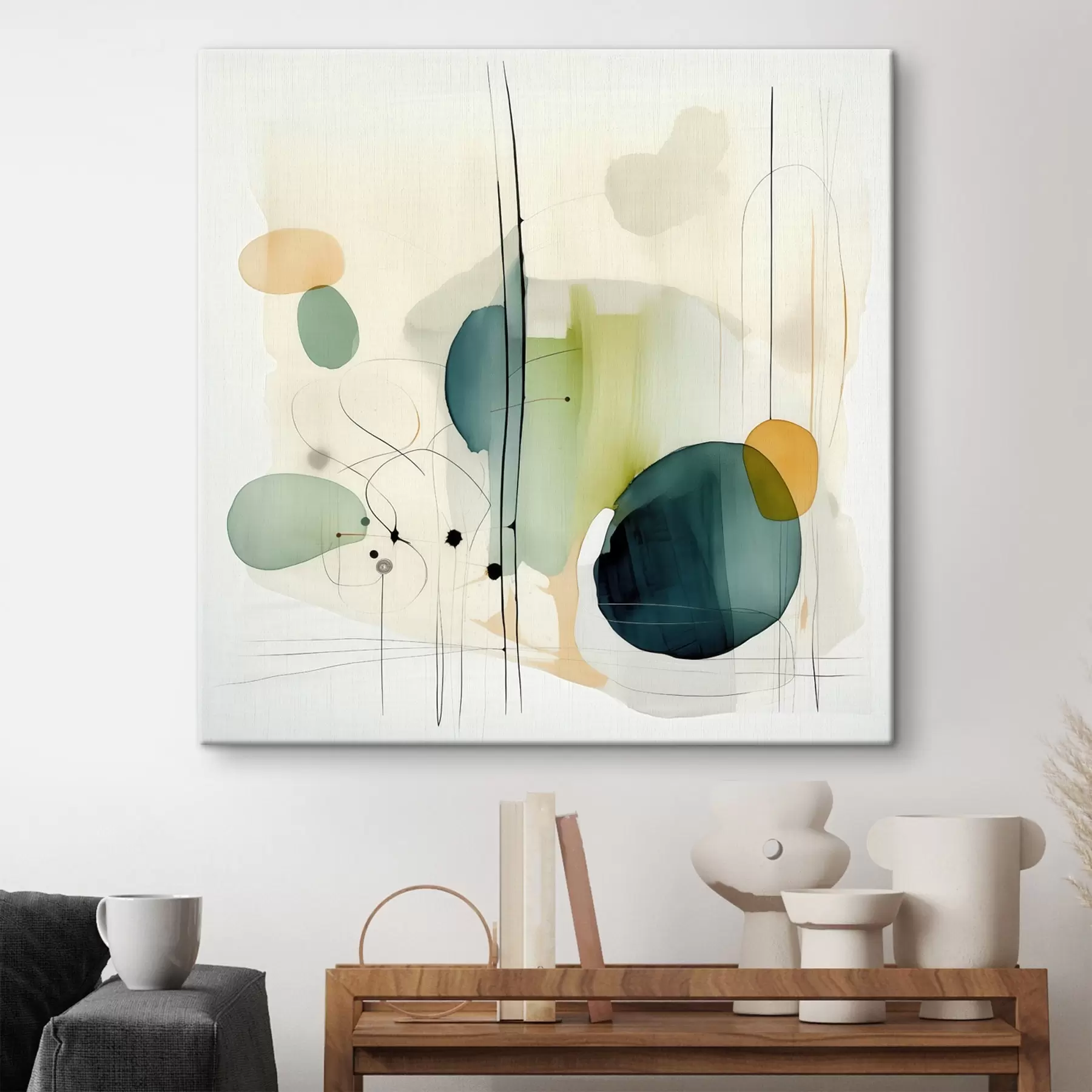 Obraz Artystyczna geometria w delikatnych odcieniach s46649