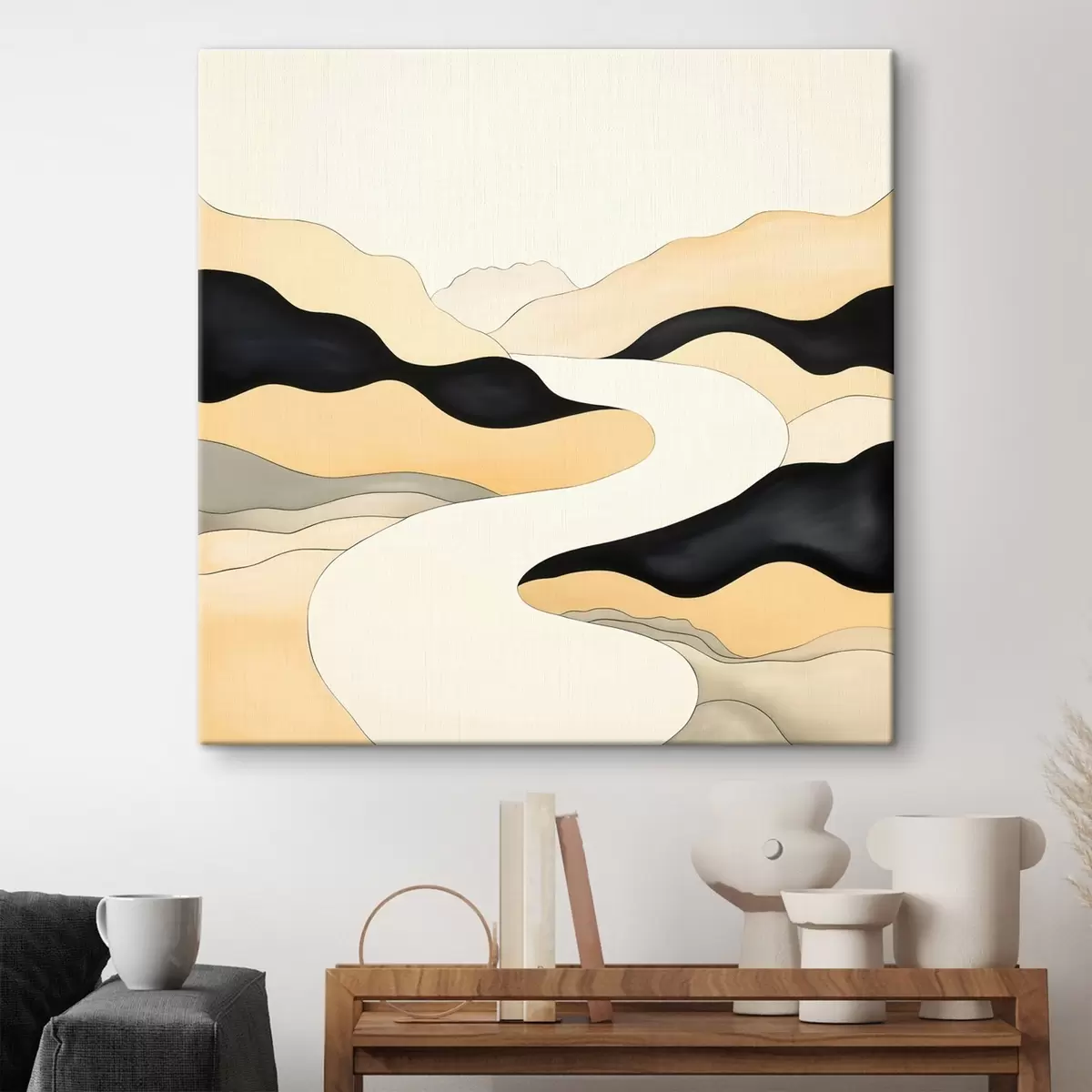 Obraz Kompozycja artystyczna z kontrastującymi akcentami w ciepłych odcieniach s46663