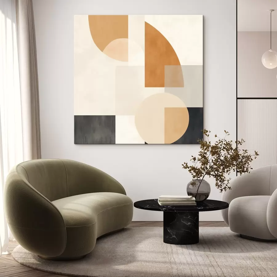 Obraz Artystyczna geometria łącząca zaokrąglone i liniowe kształty s46665