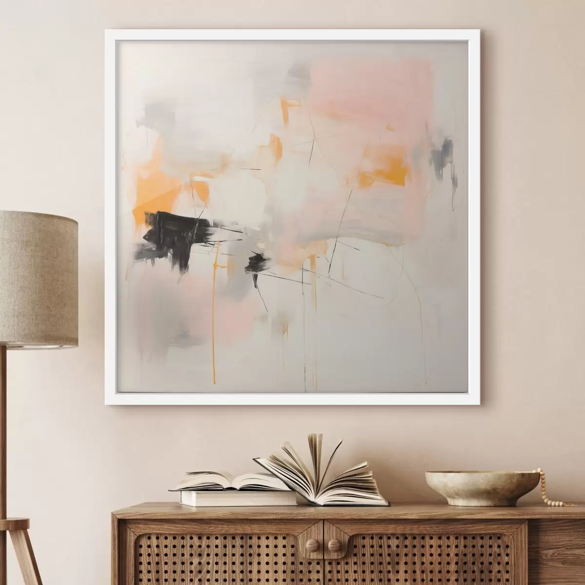 Plakat Rozmyte kształty i dynamiczne pociągnięcia pędzlem w technice gestualnej f46639