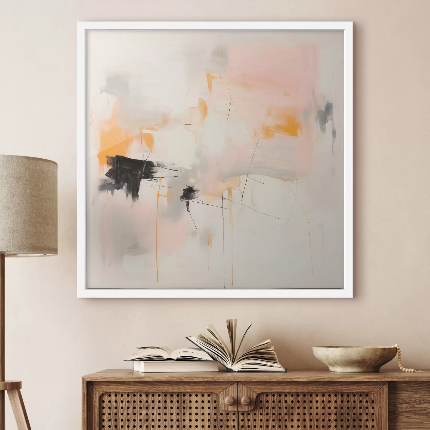 Fototapeta Rozmyte kształty i dynamiczne pociągnięcia pędzlem w technice gestualnej f46639