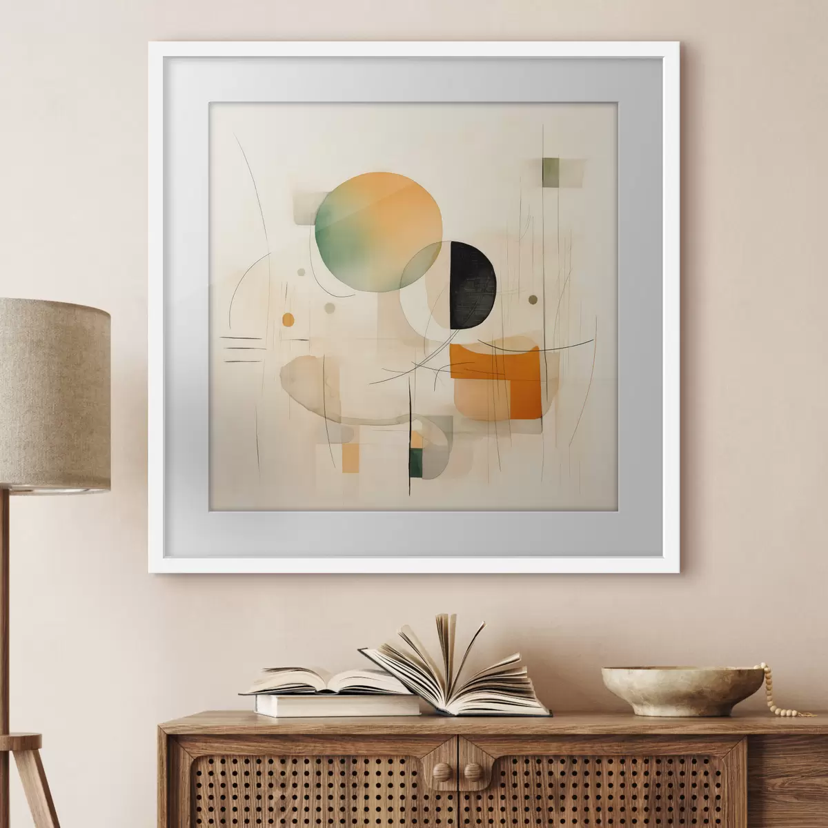Plakat Geometryczne akcenty w delikatnej palecie barw w nowoczesnym, minimalistycznym stylu f46640