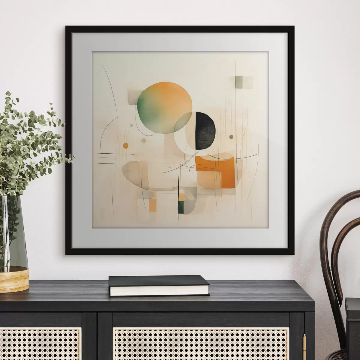 Plakat Geometryczne akcenty w delikatnej palecie barw w nowoczesnym, minimalistycznym stylu f46640
