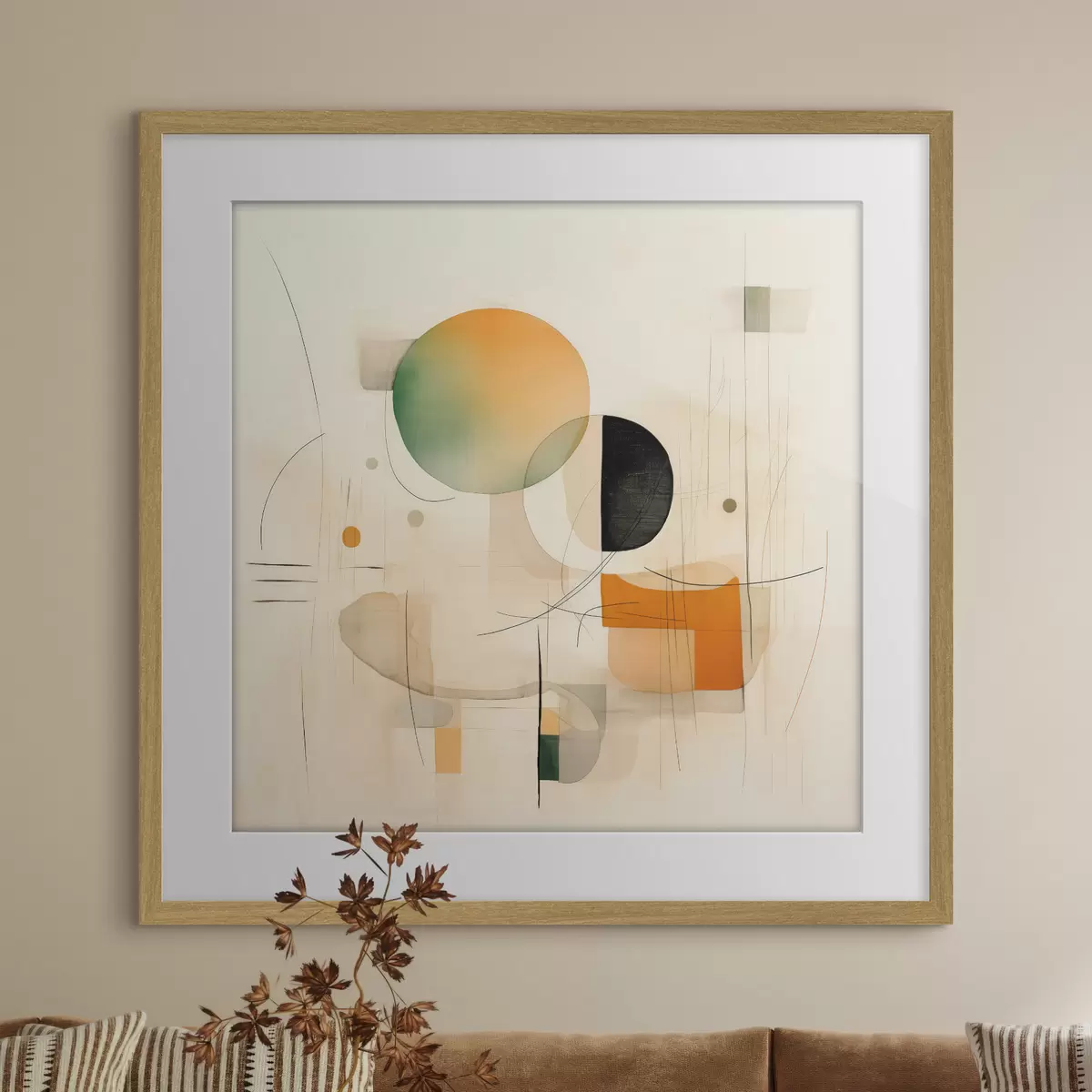 Plakat Geometryczne akcenty w delikatnej palecie barw w nowoczesnym, minimalistycznym stylu f46640