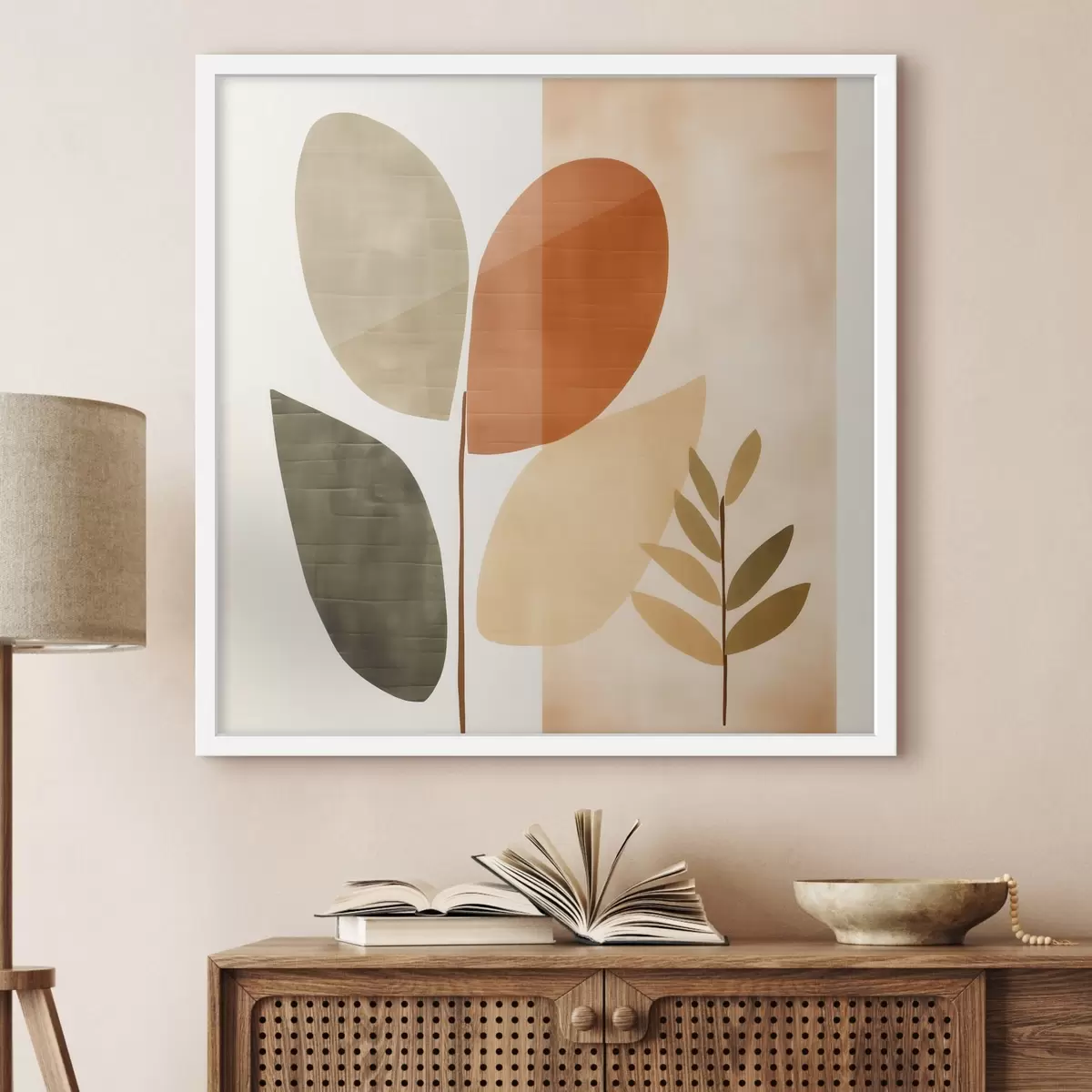 Plakat Minimalistyczne liście w artystycznym stylu f46644