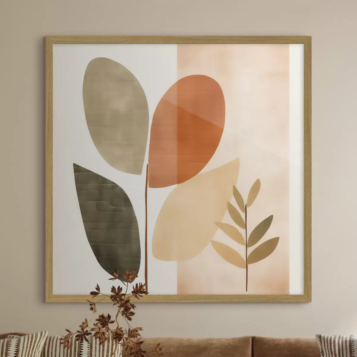 Plakat Minimalistyczne liście w artystycznym stylu f46644