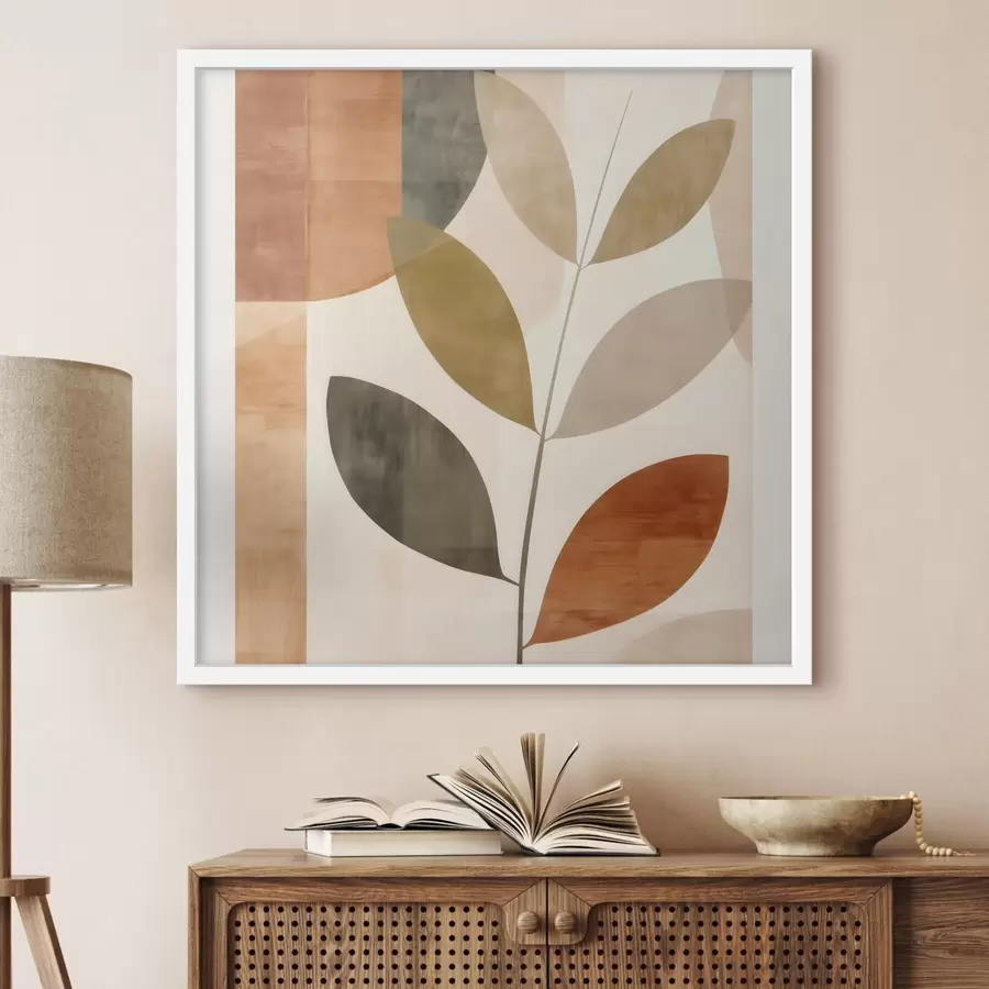 Fototapeta Ciepła kompozycja liści w lirycznym, minimalistycznym stylu f46646