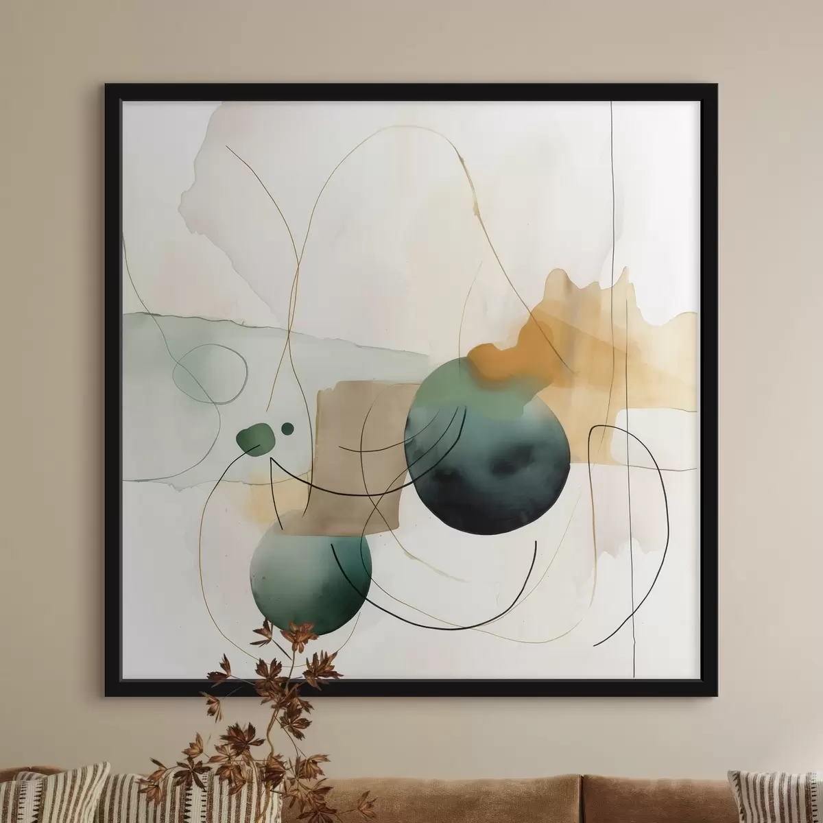 Plakat Rytm zaokrąglonych sylwetek w nowoczesnym stylu akwareli f46648