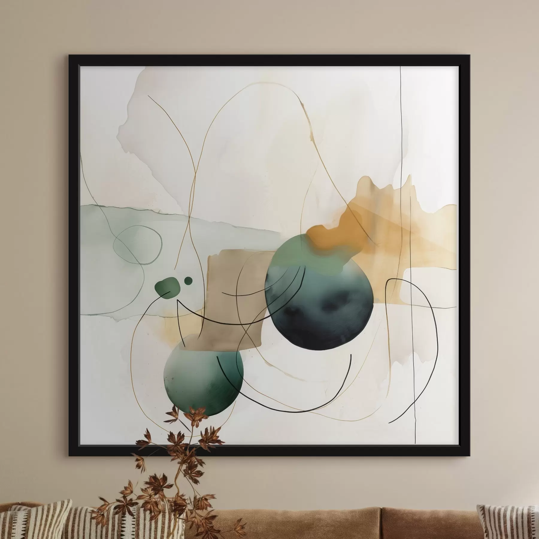 Fototapeta Rytm zaokrąglonych sylwetek w nowoczesnym stylu akwareli f46648