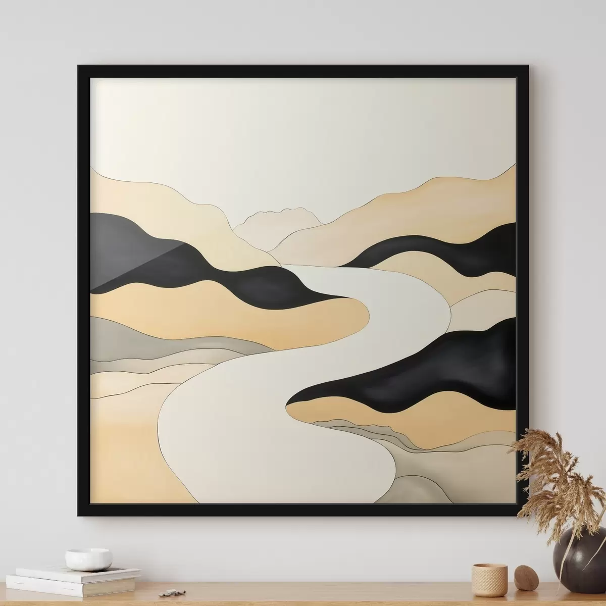 Plakat Kompozycja artystyczna z kontrastowymi akcentami w ciepłej palecie barw f46663