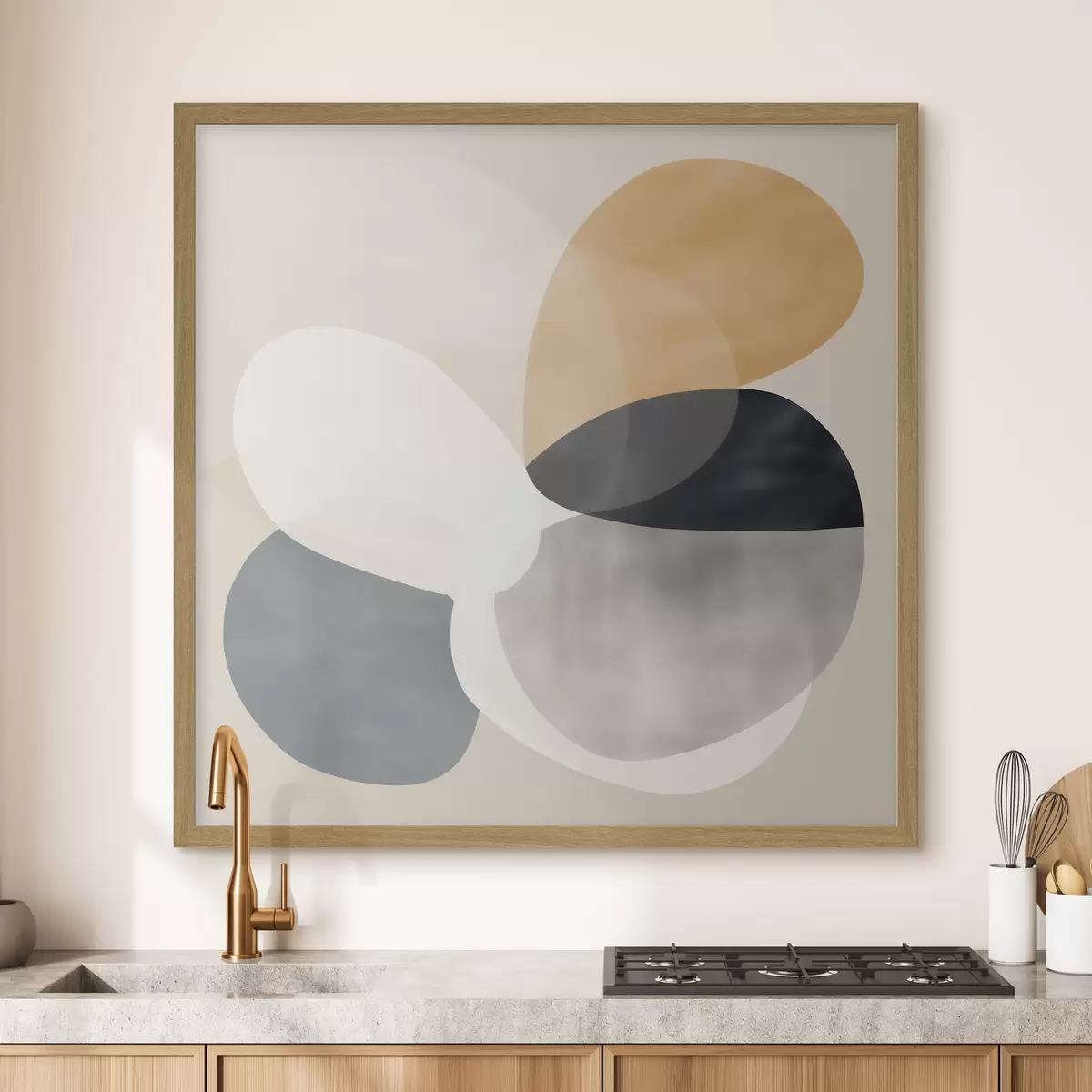 Plakat Minimalistyczna abstrakcja z gładkimi geometrycznymi kształtami f46664