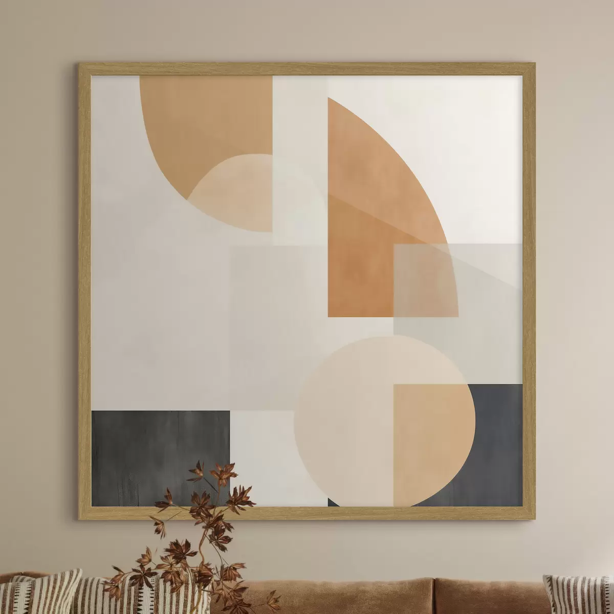 Plakat Artystyczna geometria łącząca formy okrągłe i liniowe f46665