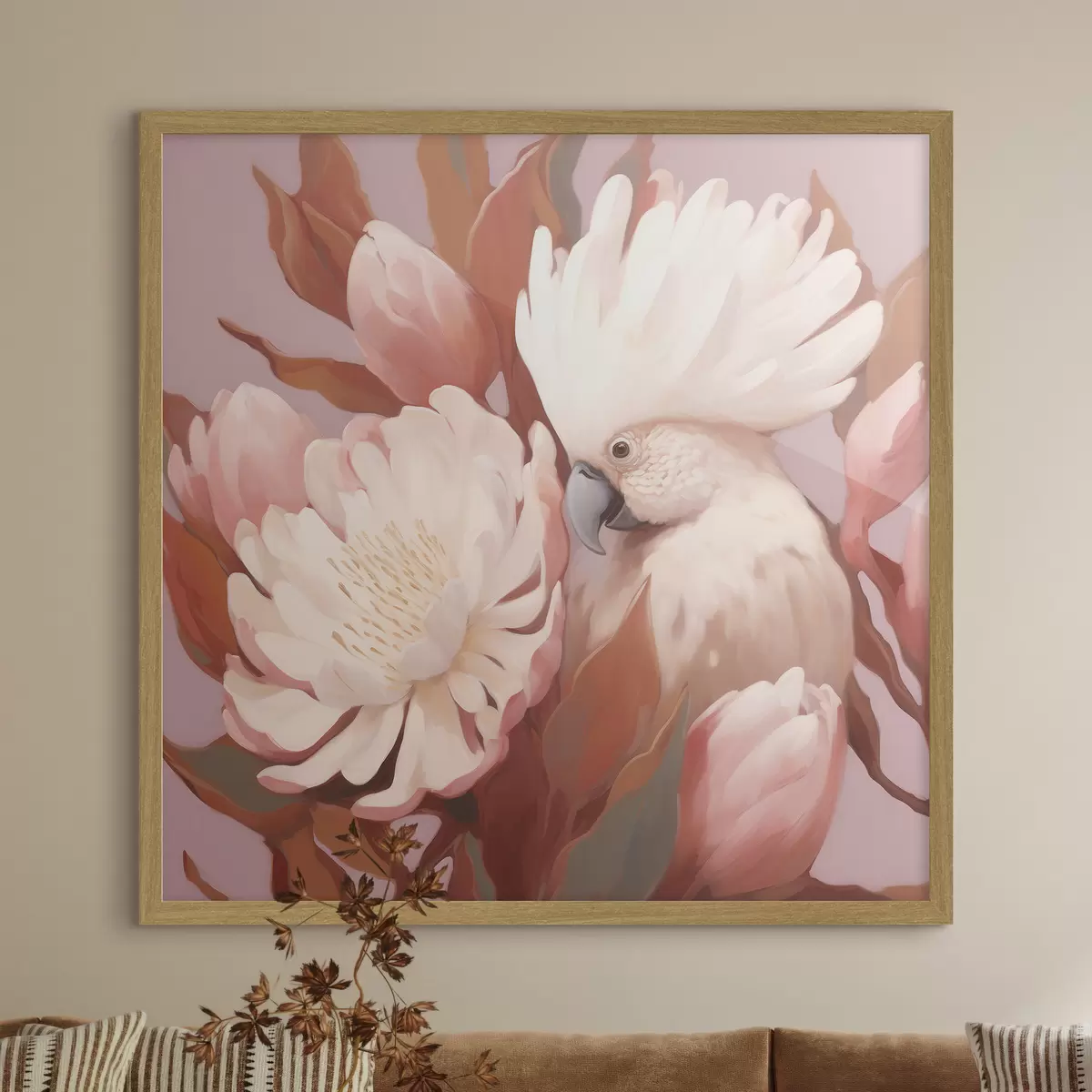 Plakat Abstrakcyjny ptak w kompozycji kwiatowej f46667