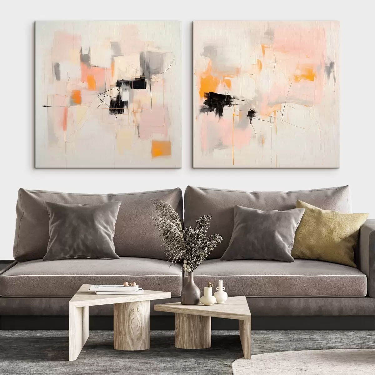 Obraz Kompozycja artystyczna z kontrastującymi akcentami w dwóch częściach m00980