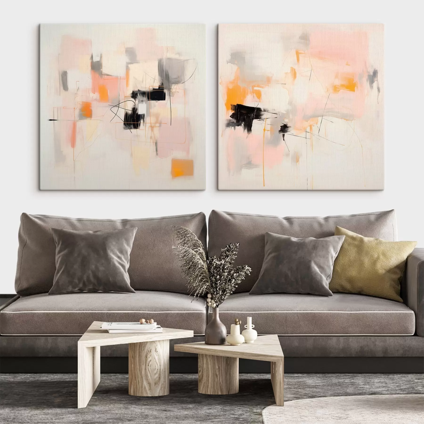 Obraz Kompozycja artystyczna z kontrastującymi akcentami w dwóch częściach m00980