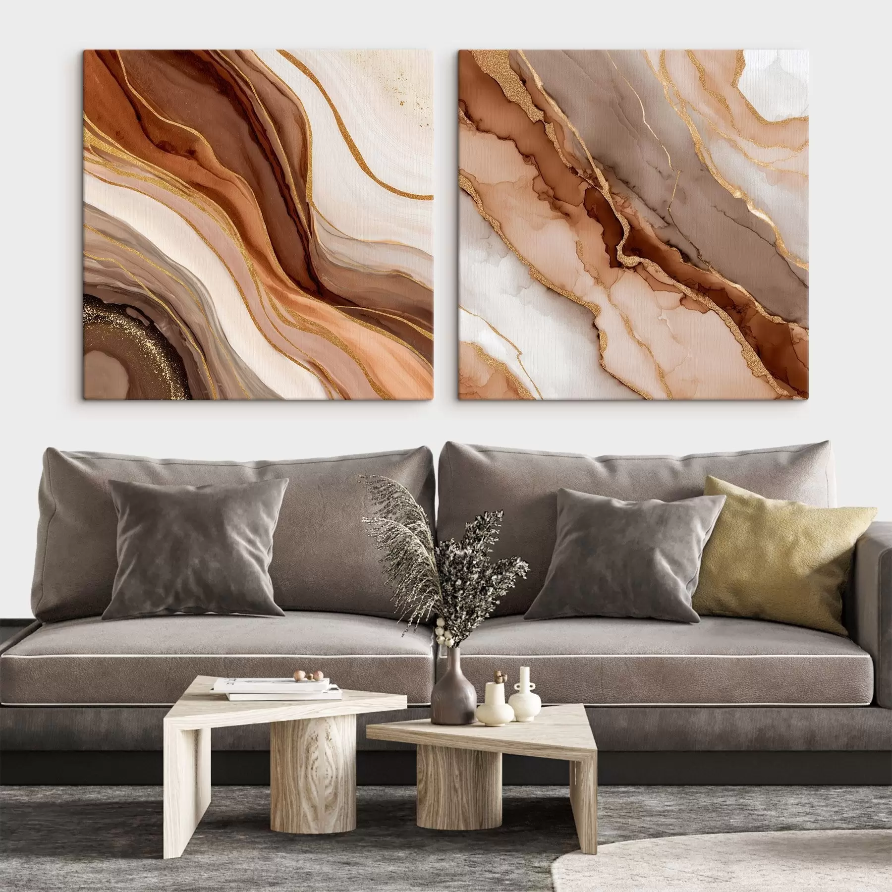 Obraz Dwuczęściowa abstrakcyjna kompozycja z płynnymi przejściami między warstwami m00982