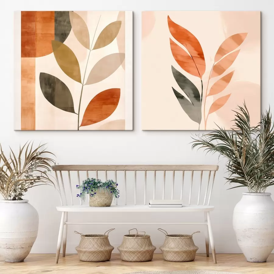 Obraz Stylizowany rysunek rośliny w spokojnej kolorystyce m00984