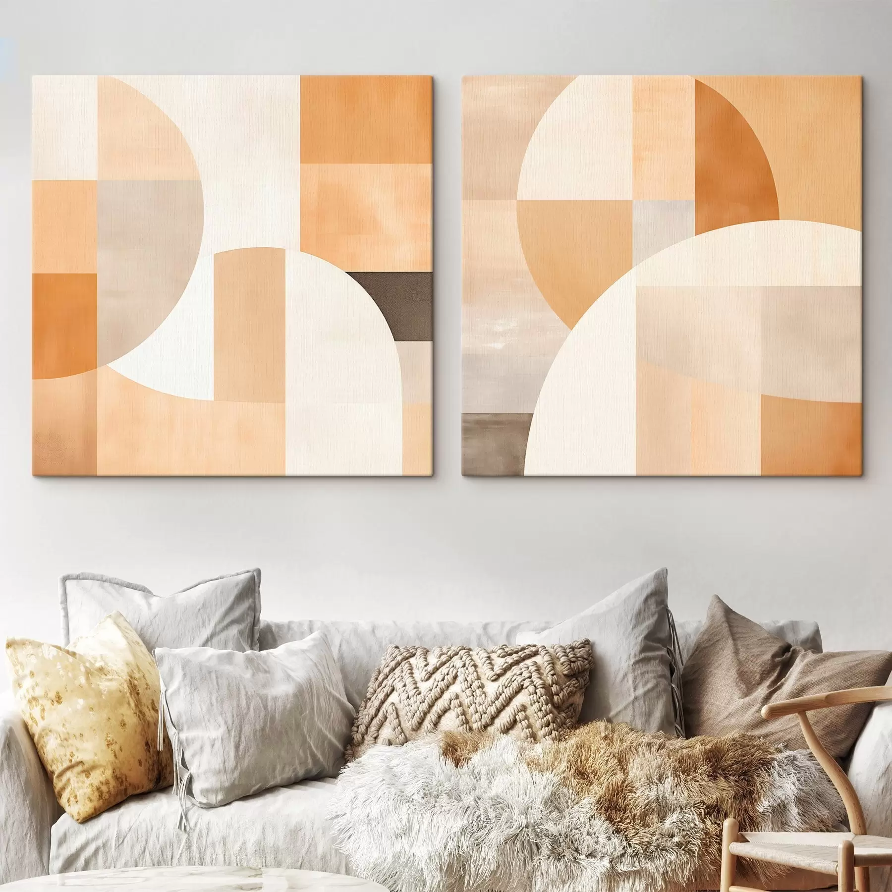 Obraz Kompozycja z dużymi kształtami i delikatnymi blokami kolorów m00986