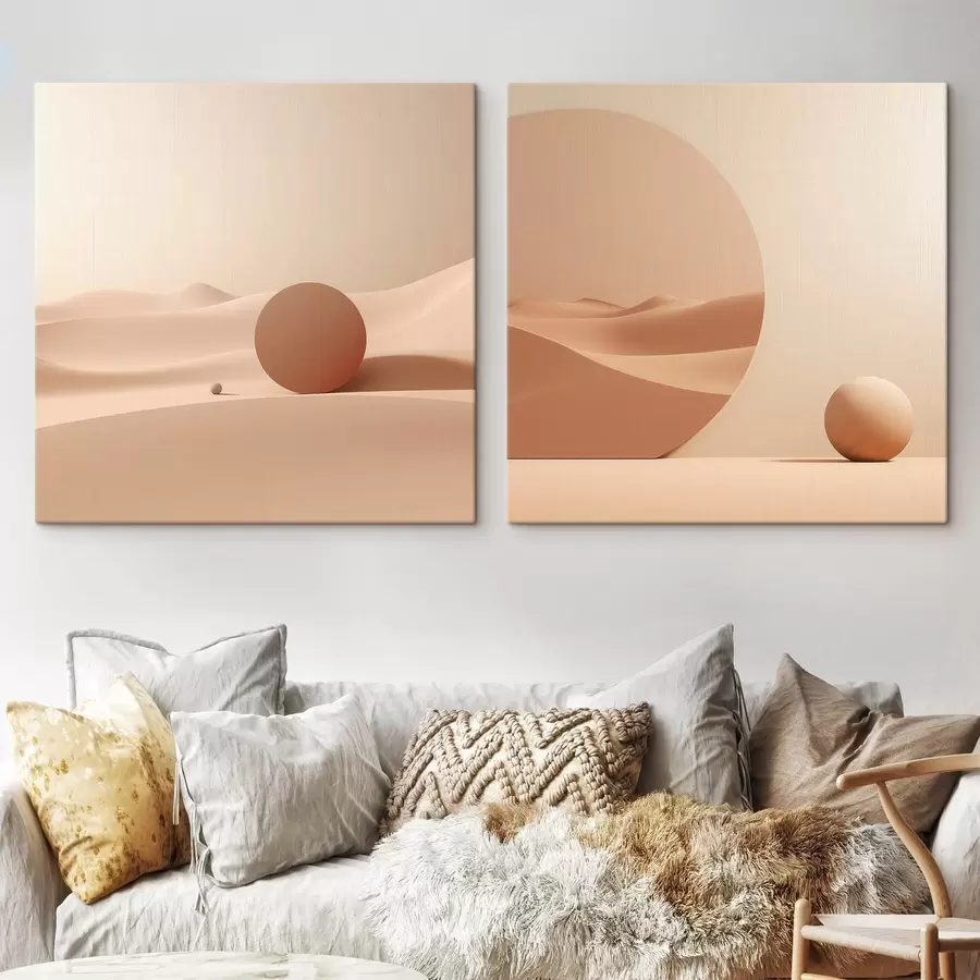 Obraz Kompozycja z spokojnymi przestrzeniami i geometryczną formą m00990