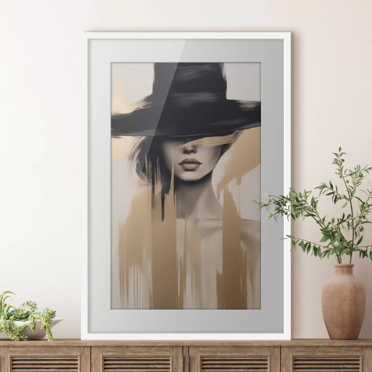 Plakat Portret pod czarnym kapeluszem f46802