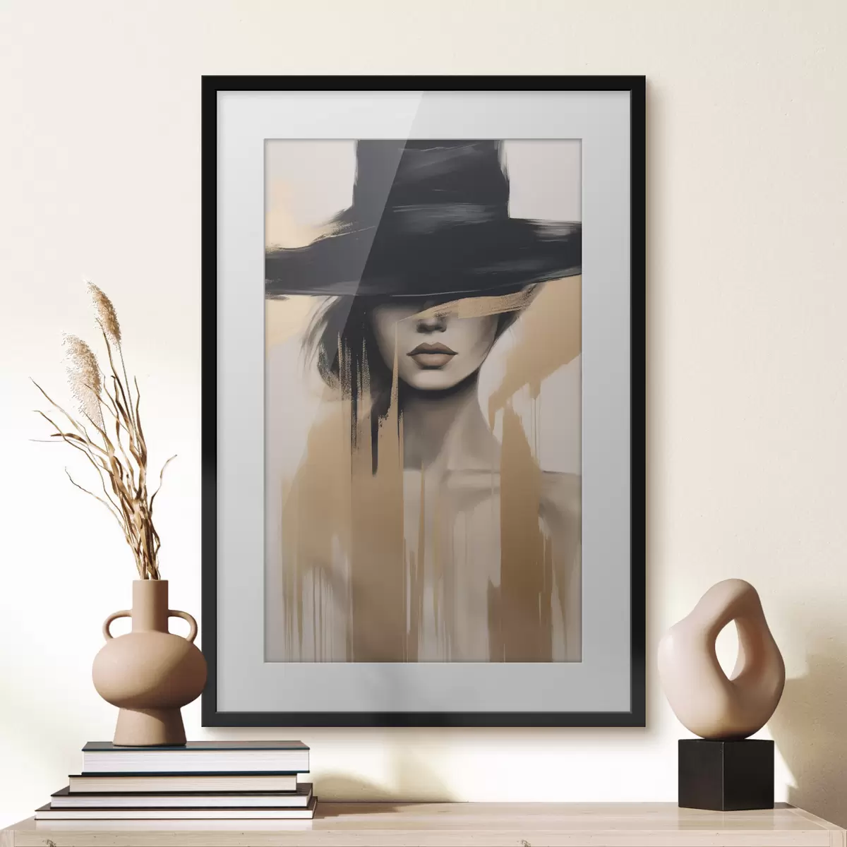 Plakat Portret pod czarnym kapeluszem f46802