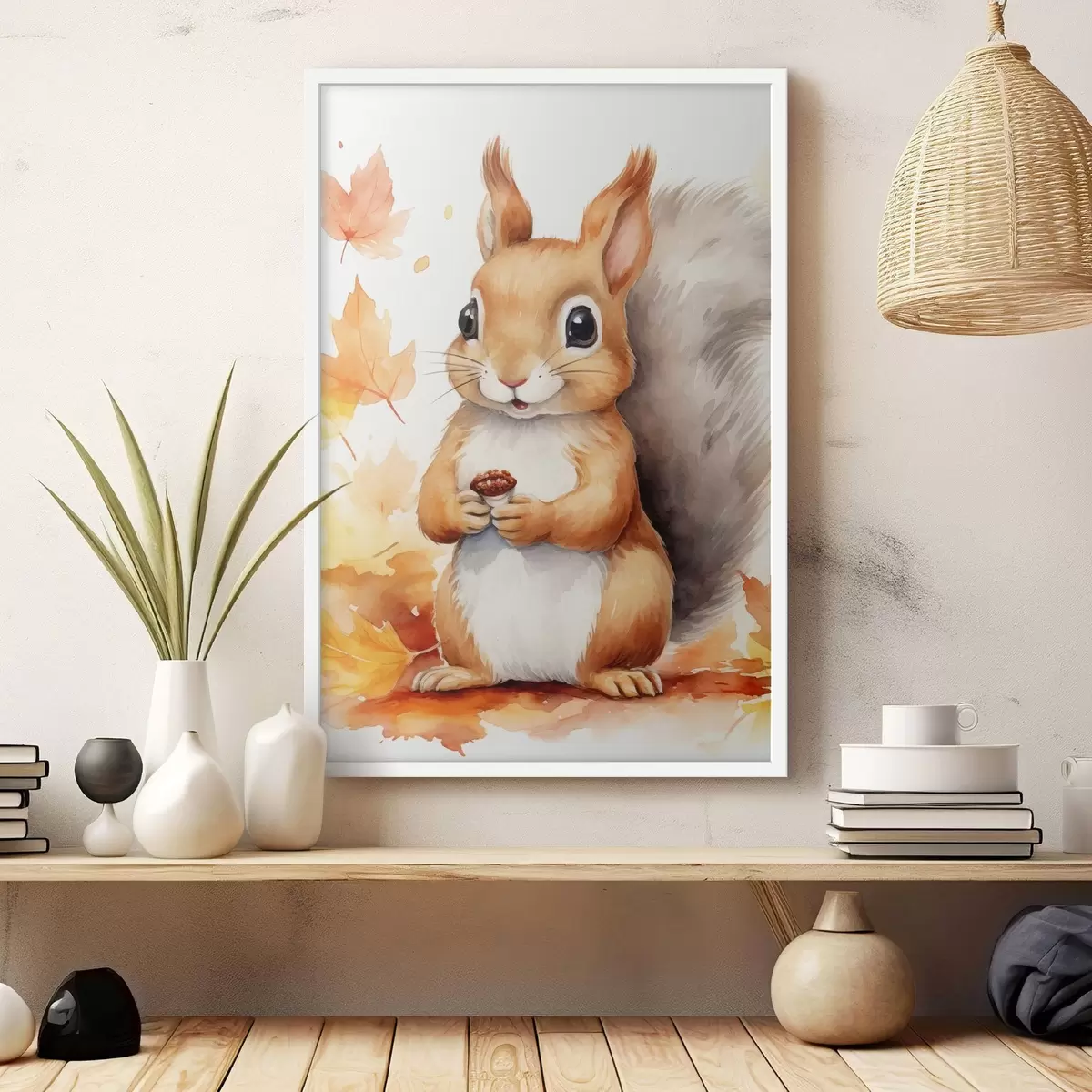 Plakat Śliczna wiewiórka, imitacja akwareli f46766