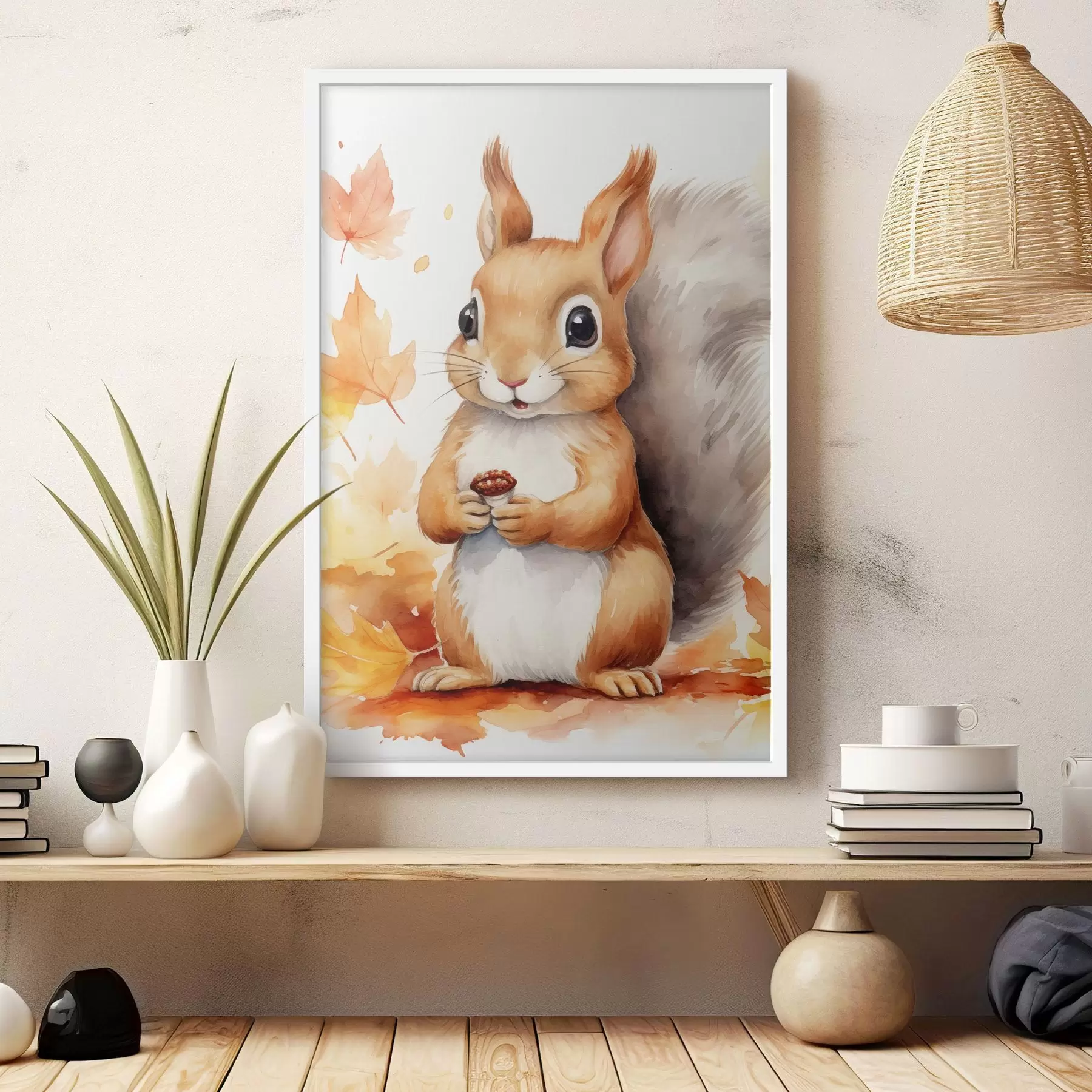 Fototapeta Śliczna wiewiórka, imitacja akwareli f46766