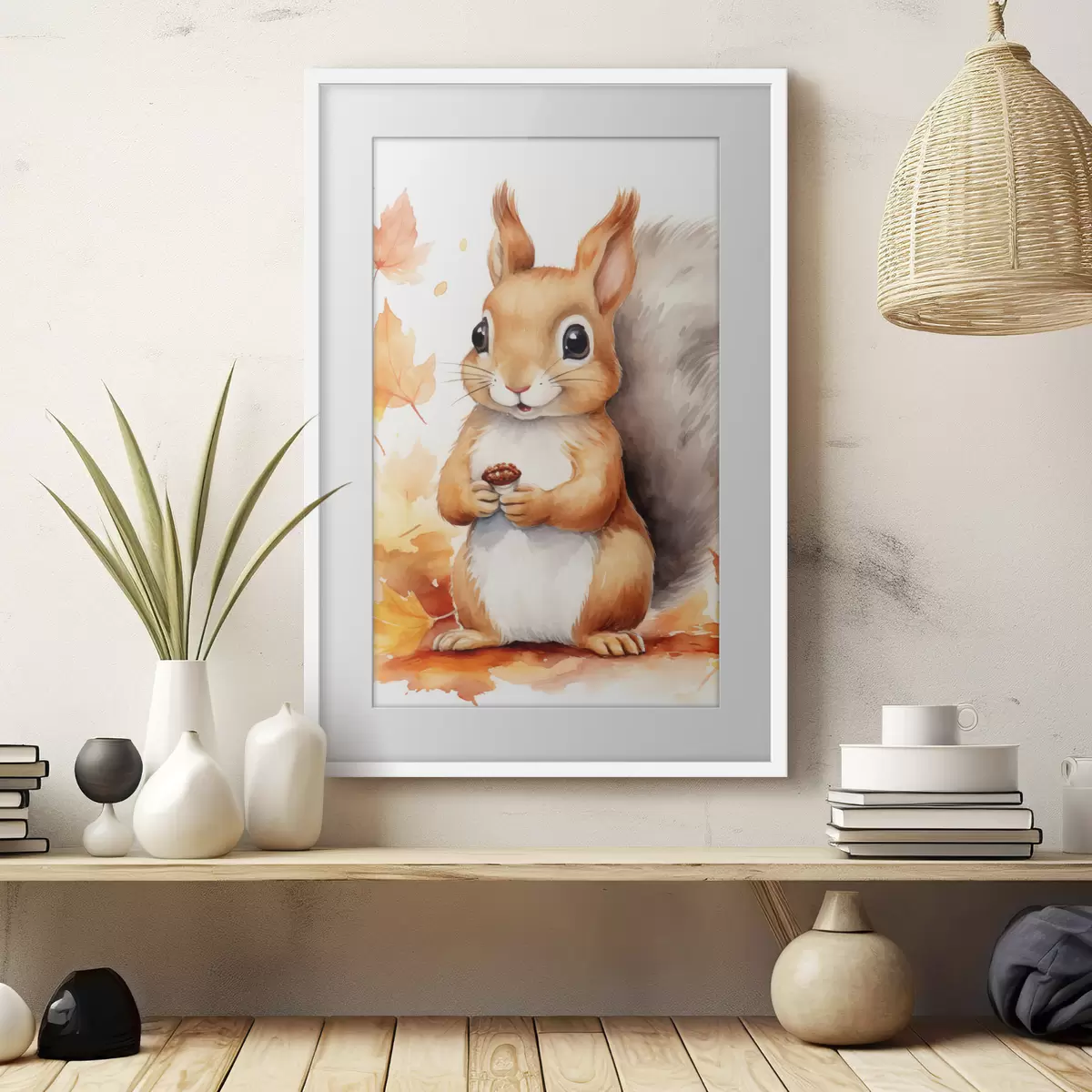 Plakat Śliczna wiewiórka, imitacja akwareli f46766