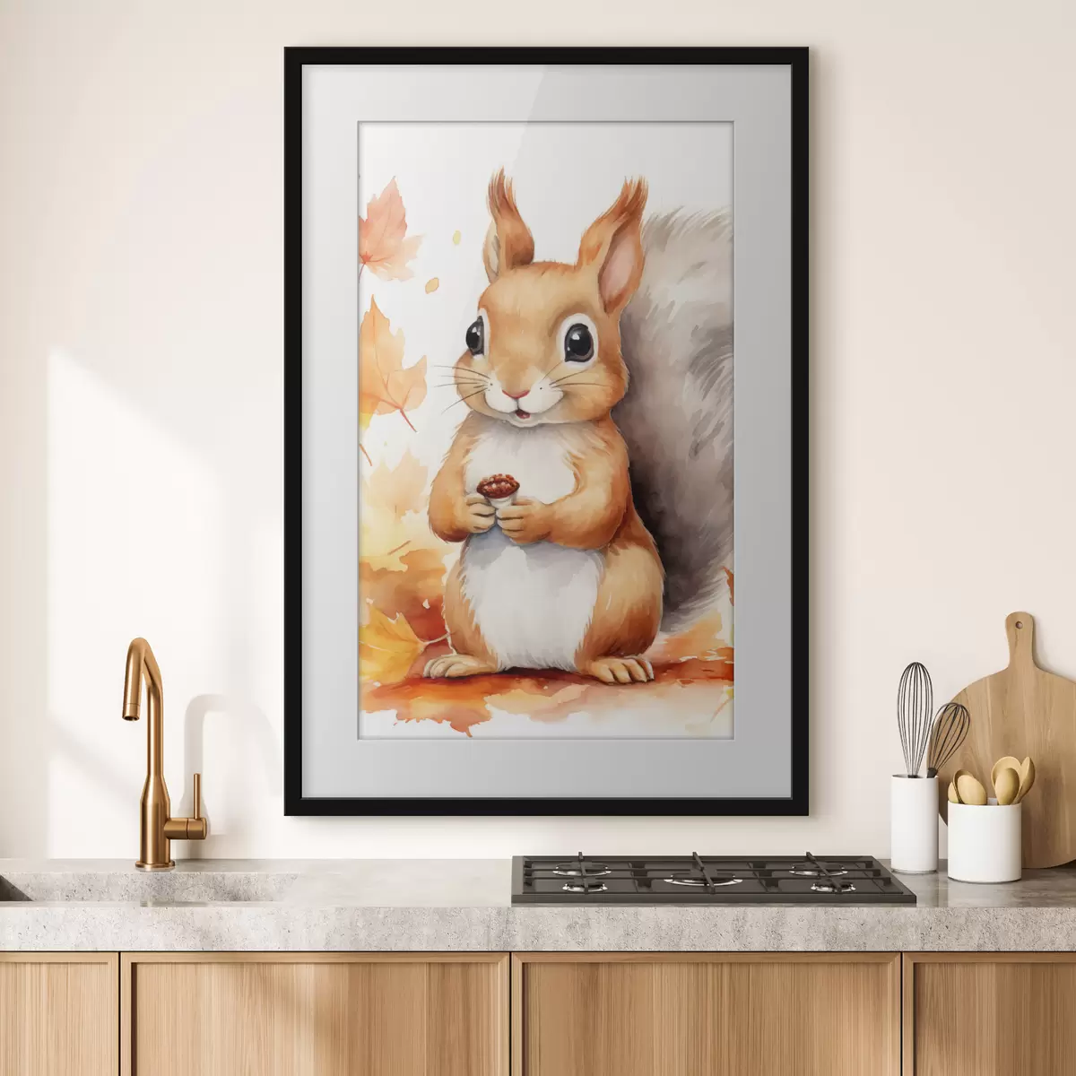 Plakat Śliczna wiewiórka, imitacja akwareli f46766
