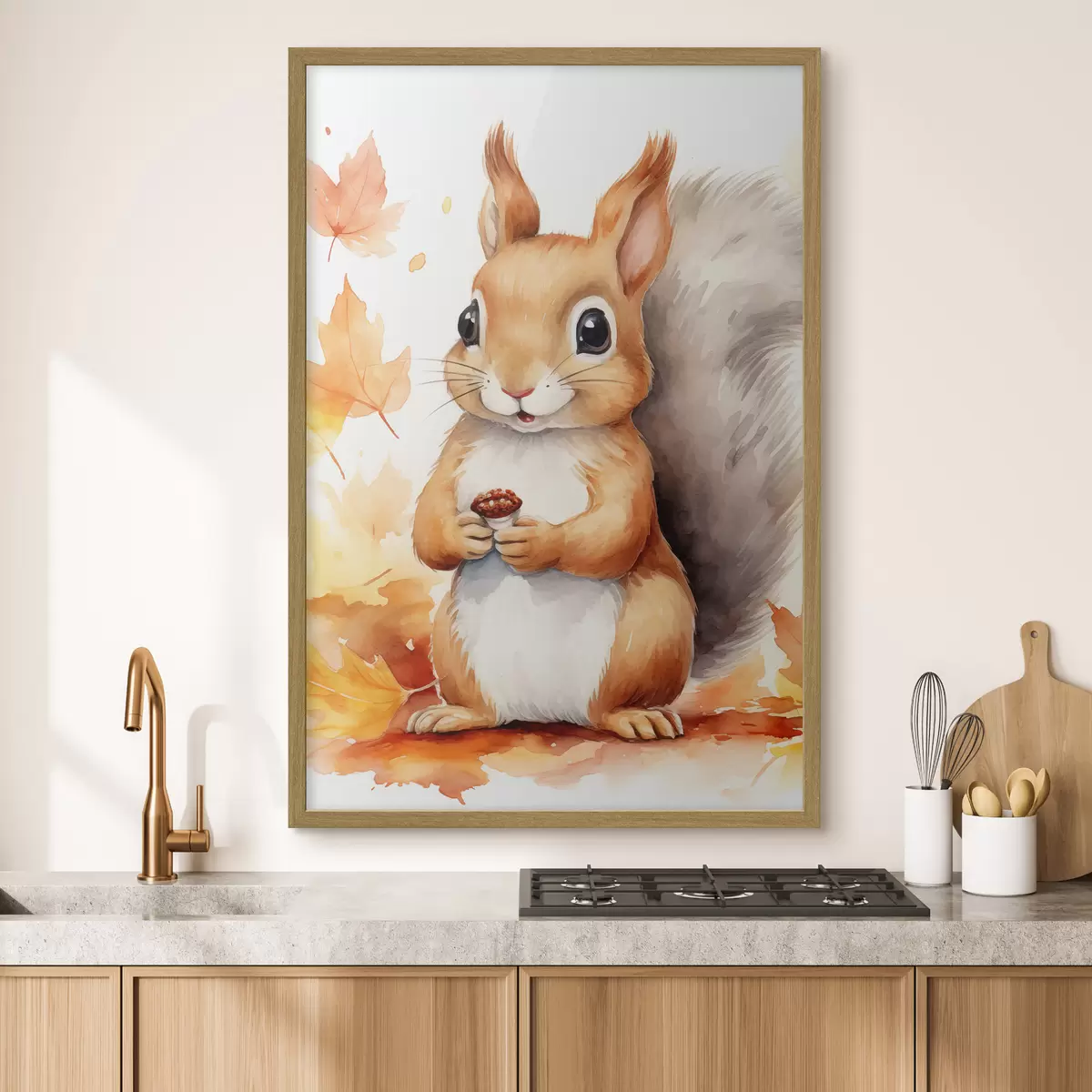 Plakat Śliczna wiewiórka, imitacja akwareli f46766