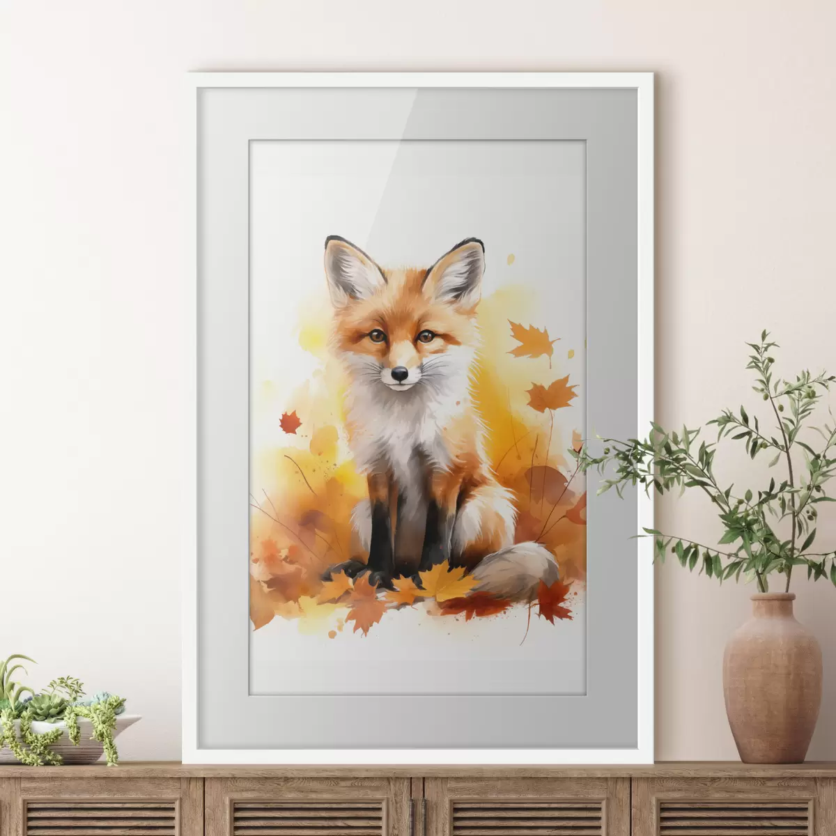 Plakat Mały lis, imitacja akwareli f46768