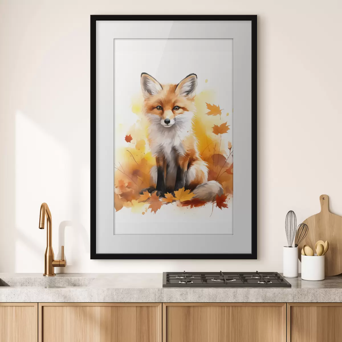 Plakat Mały lis, imitacja akwareli f46768