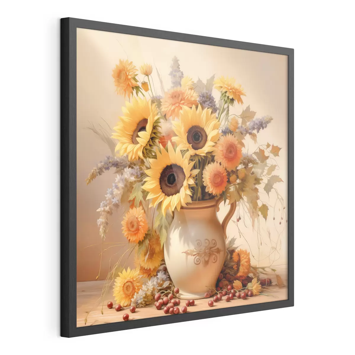 Plakat Jesienna kompozycja, kwiaty w wazonie f46774