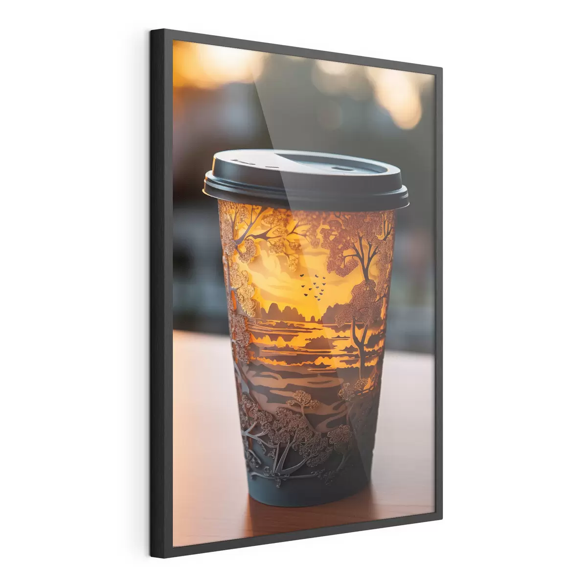 Plakat Szklanka kawy z motywem natury f46776