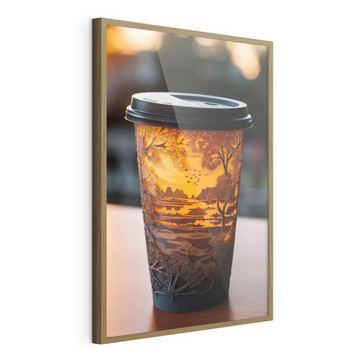 Plakat Szklanka kawy z motywem natury f46776
