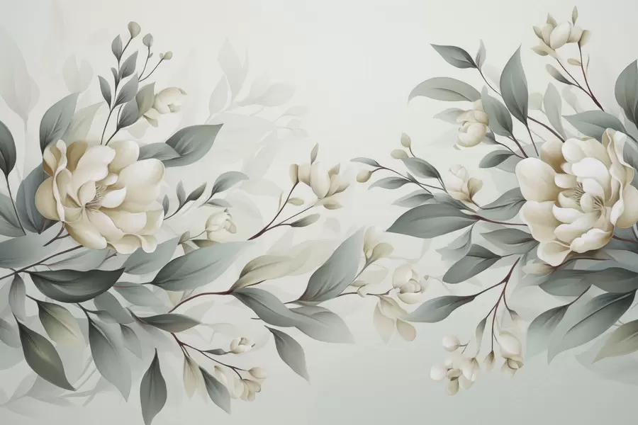 Fototapeta Liście z kwiatami w04976