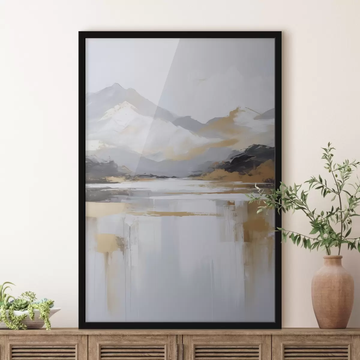 Plakat Abstrakcyjna imitacja górskiego krajobrazu w malarstwie f46841