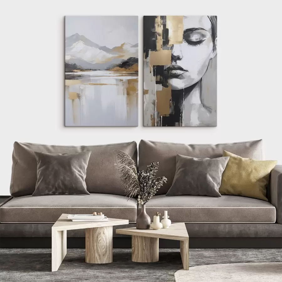 Obraz Abstrakcyjny pejzaż górski i portret m01058