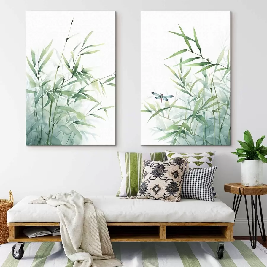Obraz Rośliny bambusowe, imitacja akwareli m01062