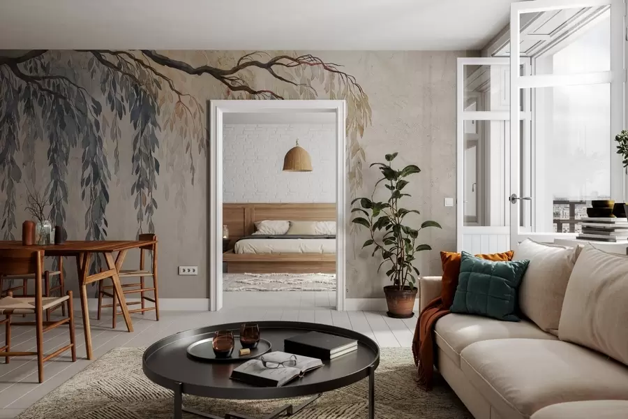 Fototapeta Wisząca gałąź na betonie w04998