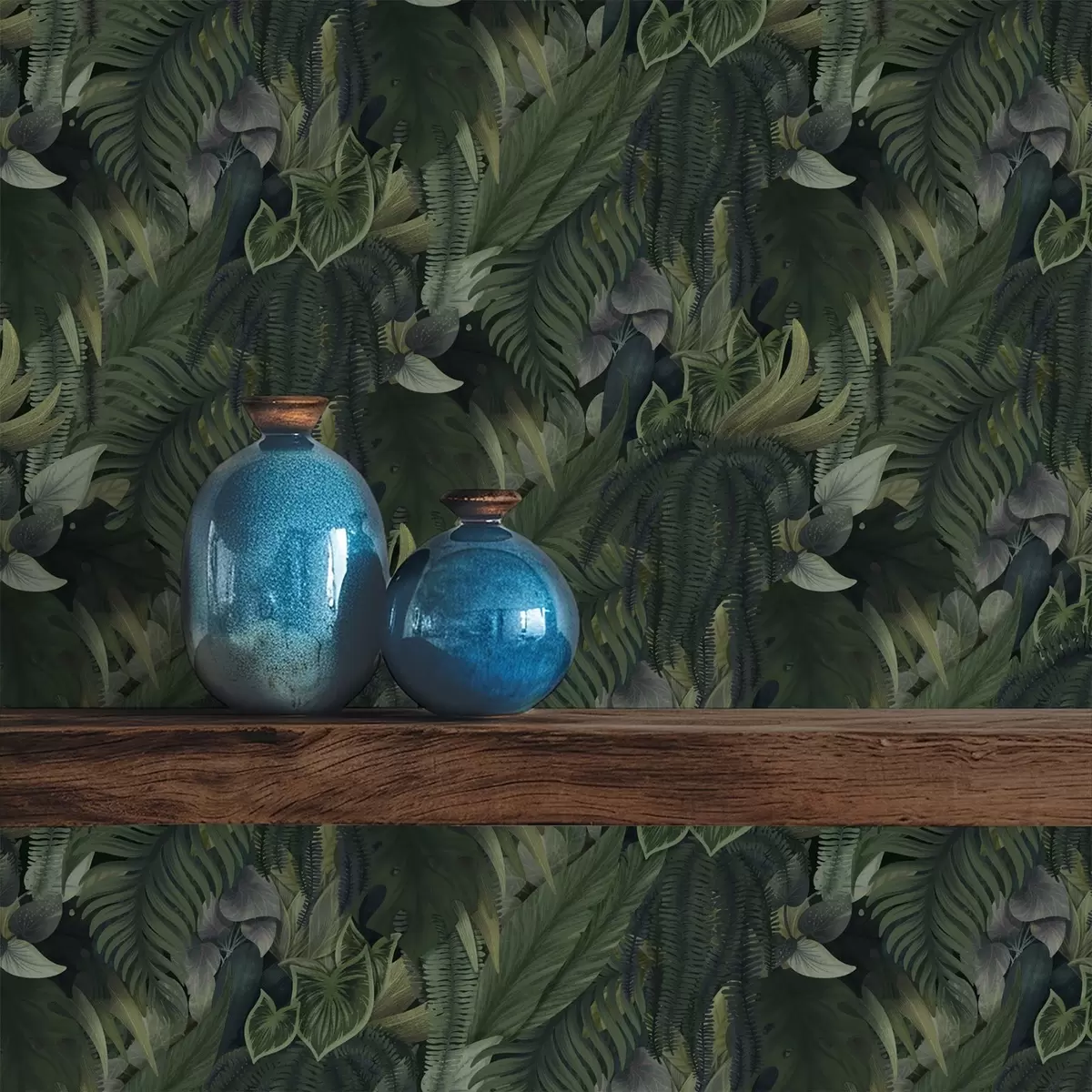 Tapeta Gęsta tropikalna roślinność w ciemnozielonych zaroślach a00943