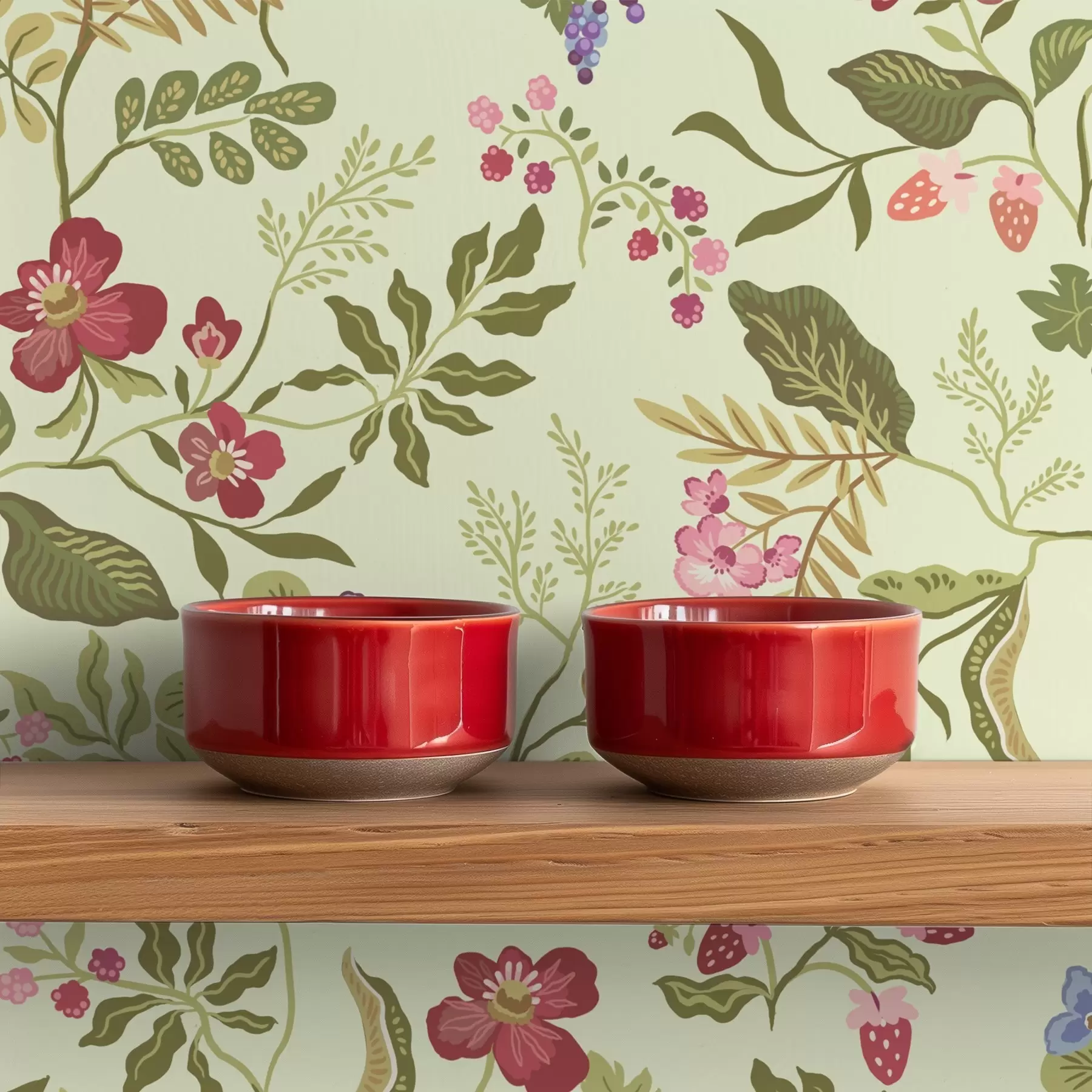 Fototapeta Kwitnący ogród z jagodami, winogronami i polnymi kwiatami a00961