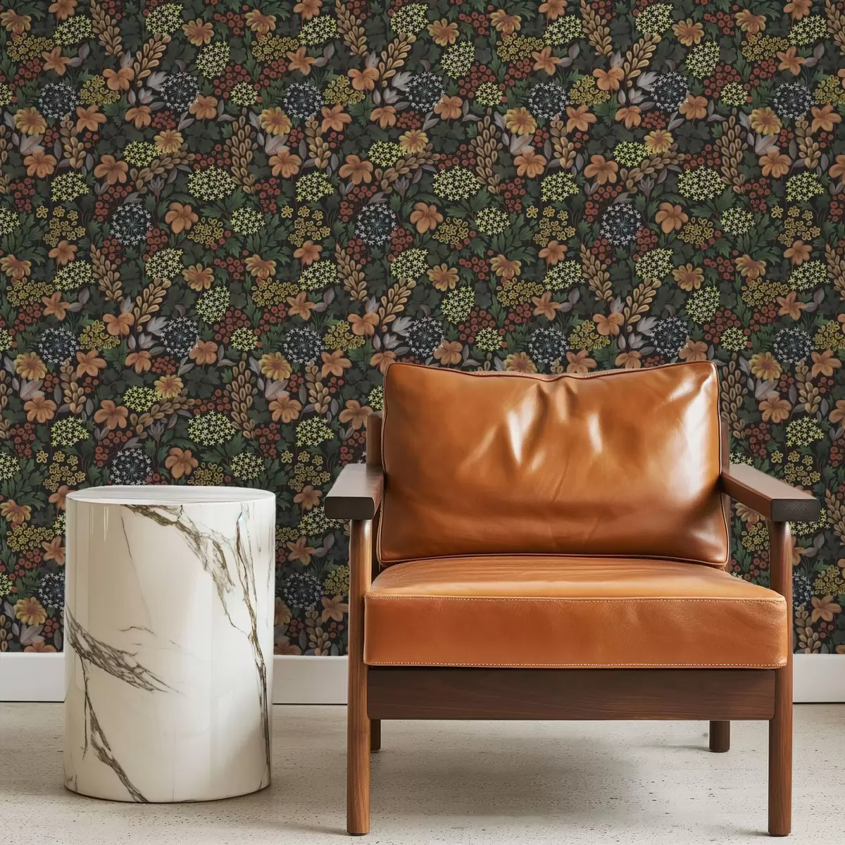 Tapeta Ciepły nocny ogród z żółtymi kwiatami i bujną roślinnością a00996v1