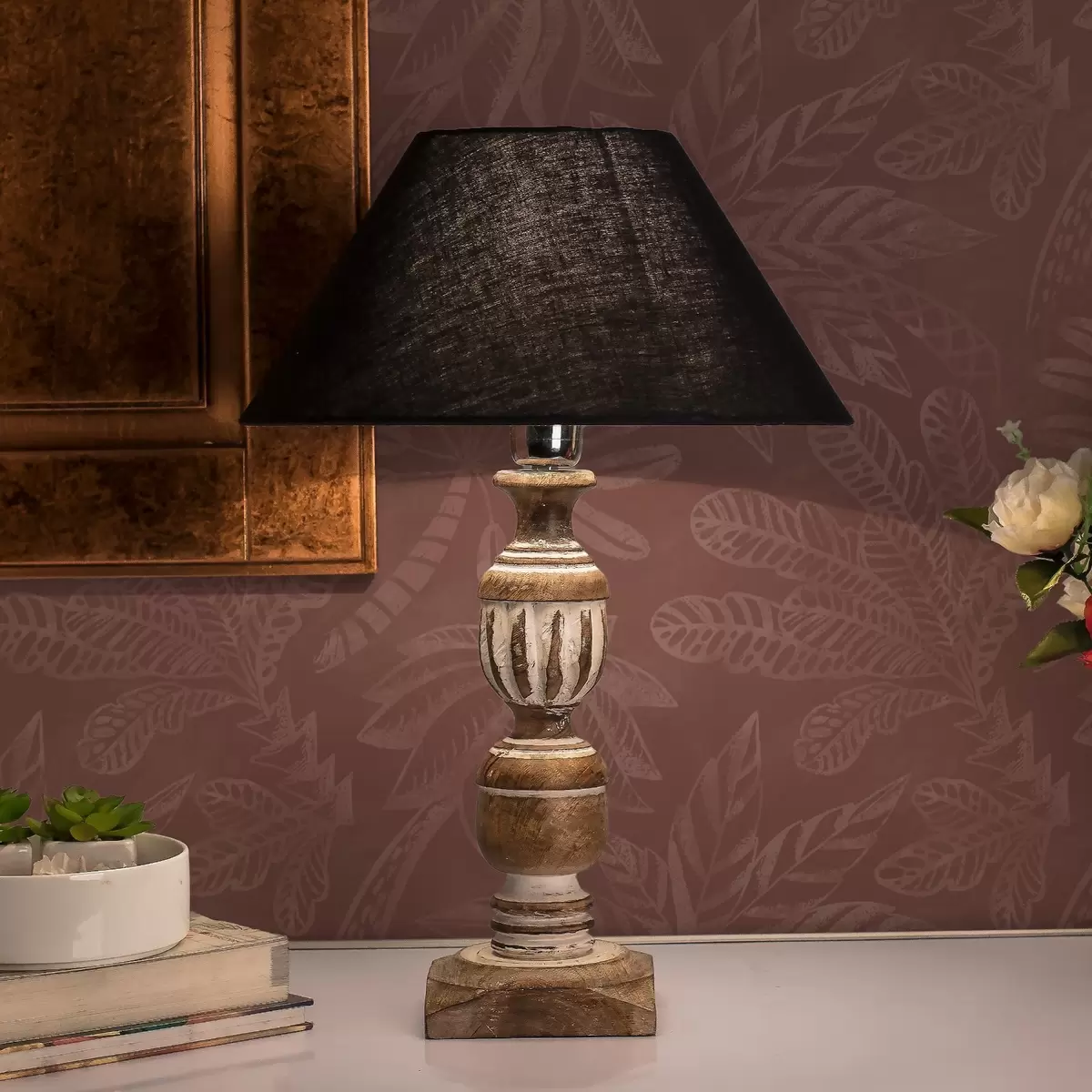 Tapeta Teksturowane tropikalne liście w głębokich odcieniach czerwonej terakoty a01001v2