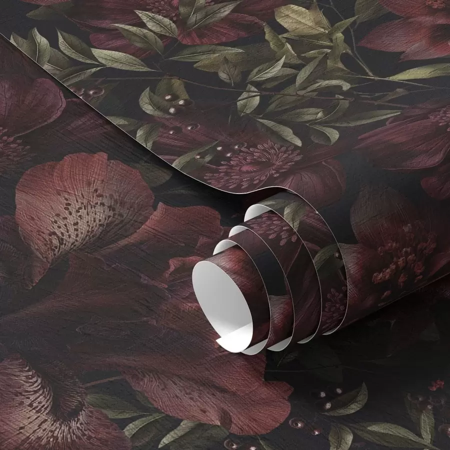 Fototapeta Bogate bordowe kwiaty na ciemnym tle a01032