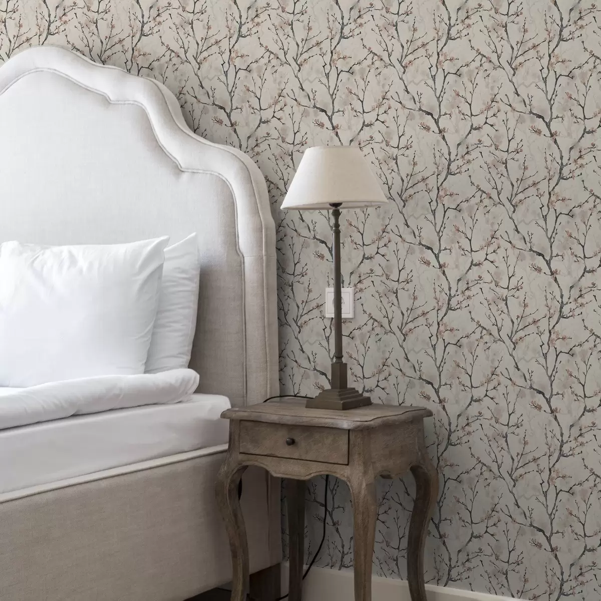 Tapeta Akwarelowe gałęzie sakury na jasnym tle a01033