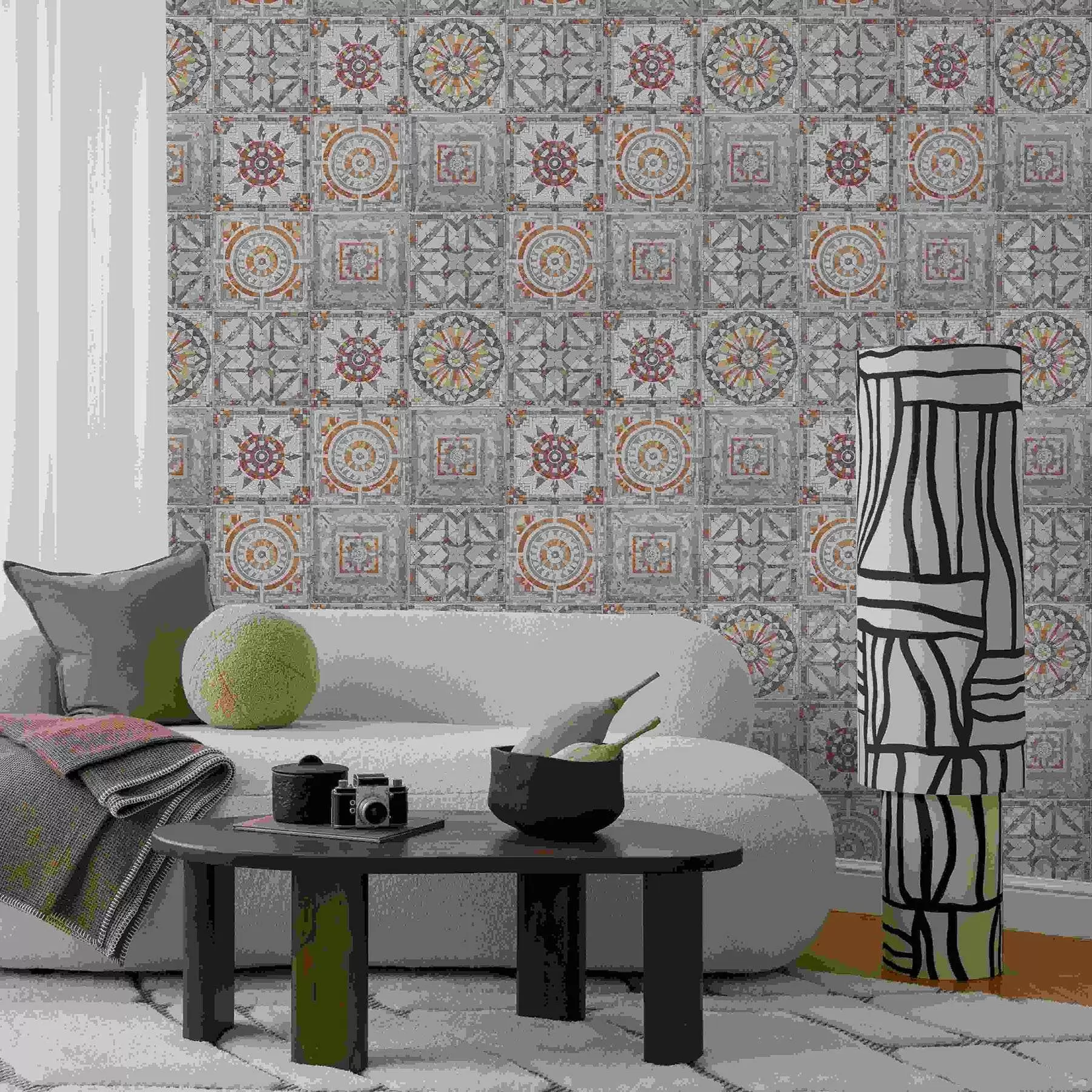 Fototapeta Stare kamienne medaliony mozaikowe z wyblakłymi detalami a01042