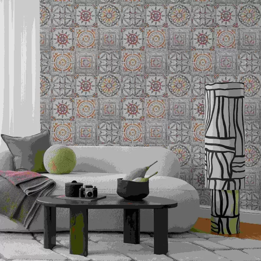 Fototapeta Stare kamienne medaliony mozaikowe z wyblakłymi detalami a01042