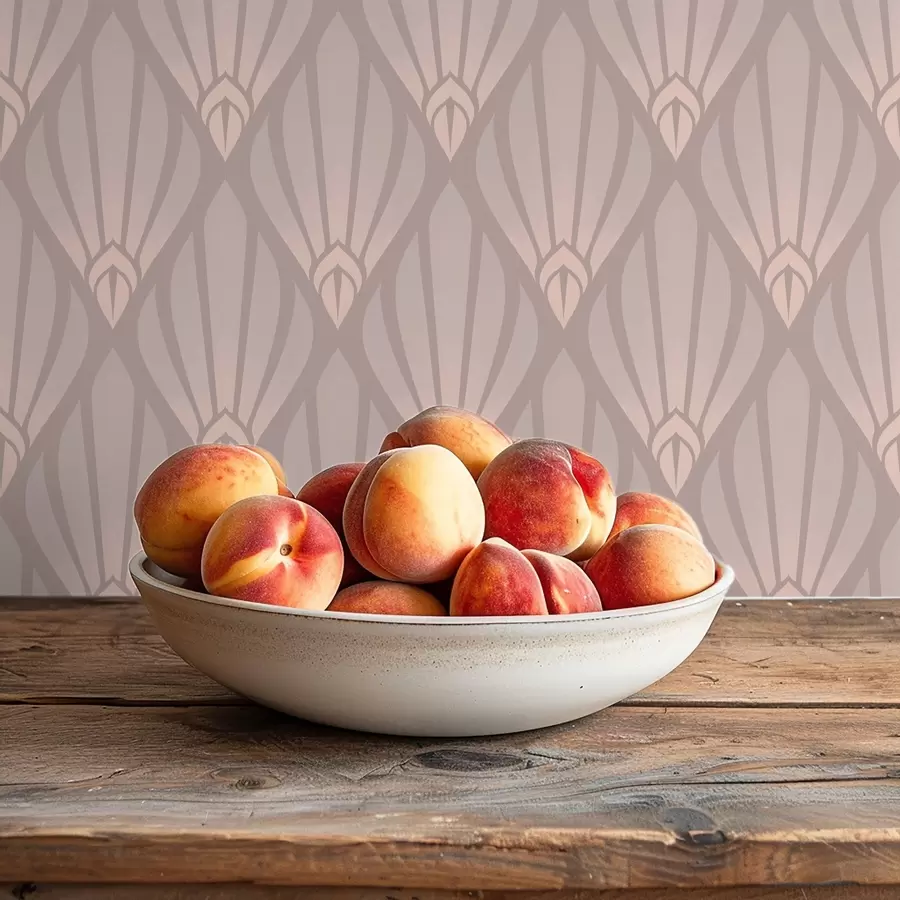 Fototapeta Pudrowy beż Art Deco z delikatnymi wachlarzami a01064v1