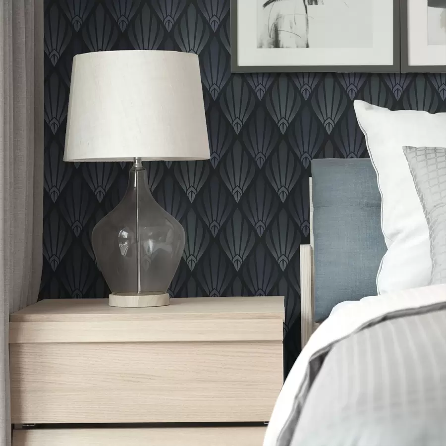 Fototapeta Fajny niebiesko-szary styl Art Deco z formami w kształcie wachlarza a01064v3